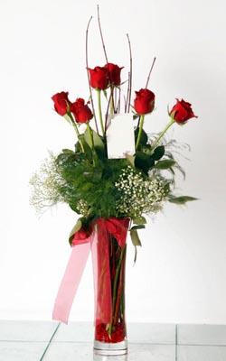 Kaliteli ve fiyat� ucuz bir �r�n  Cam i�inde 6 g�l Ankara �i�ek g�nder firmas� �ahane �r�n�m�z 